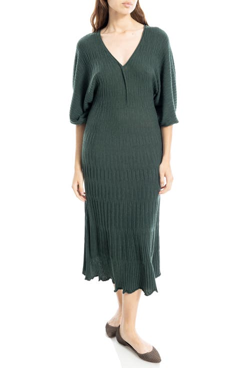 Balloon Sleeve Midi Sweater Dress