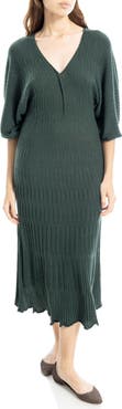 MAX STUDIO Balloon Sleeve Midi Sweater Dress