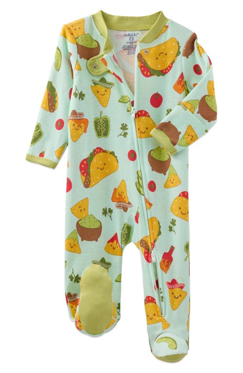 Butterblu Scout Fitted One-piece Organic Cotton Footie Pajamas In Green