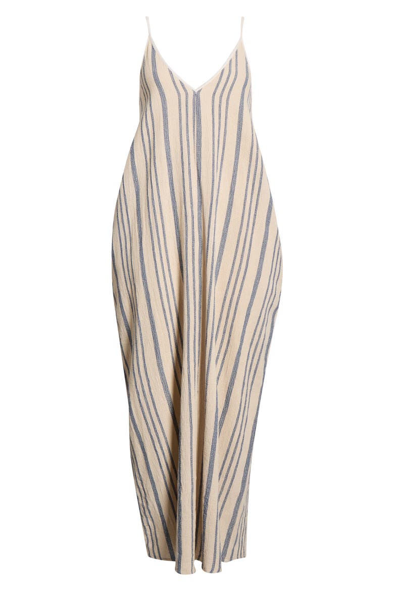 Stripe Sleeveless Cover-Up Maxi Dress, Alternate, color, BEIGE/ BLUE STRIPE