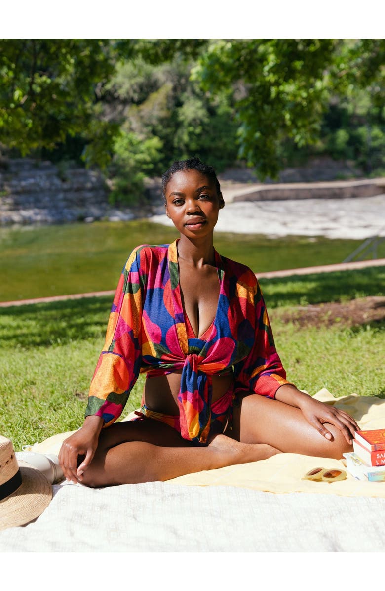 Kitty and Vibe Kimono Cover Up Top, Alternate, color, Isla