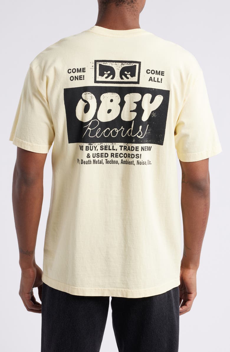 Obey Records Buy, Sell, Trade Graphic T-Shirt, Alternate, color, 