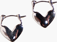 Nickel & Suede Heart Lock Huggies