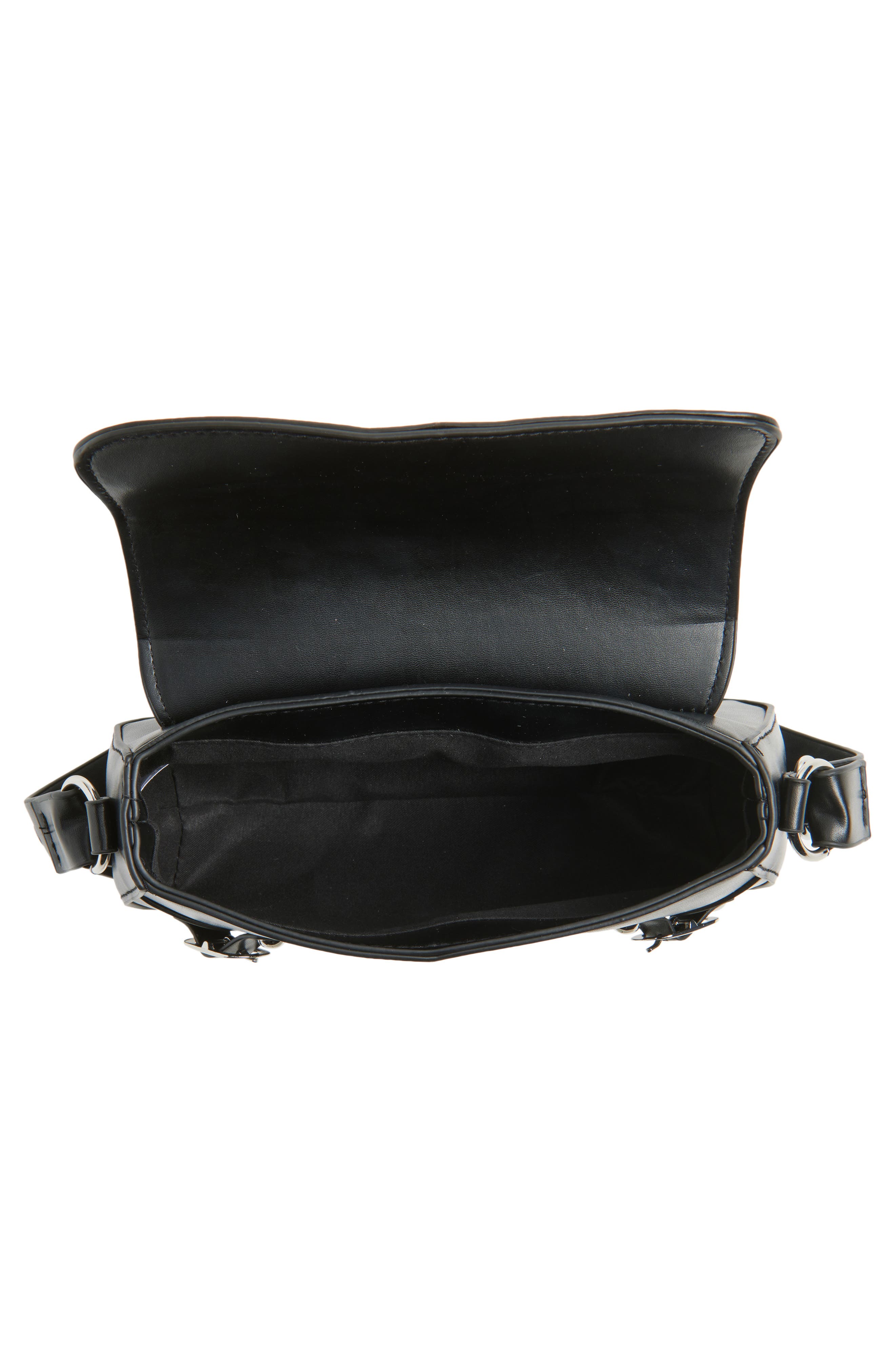 BP. Buckle Rivet Faux Leather Shoulder Bag, Alternate, color, Black