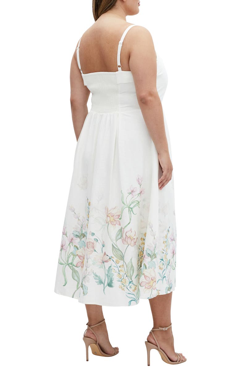 City Chic Fleur Linen Blend Sundress, Alternate, color, Romantic Garden