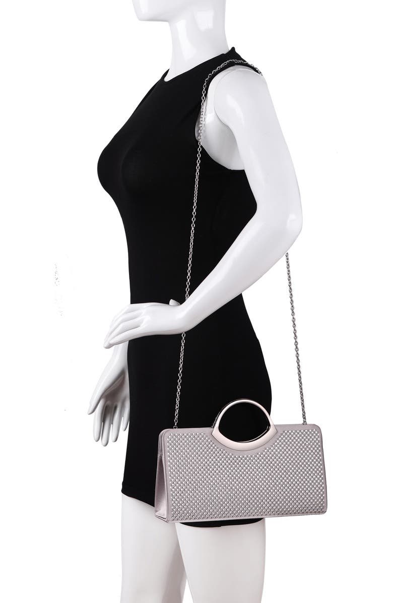 LADY COUTURE Tango Rhinestone Satin Clutch, Alternate, color, Silver