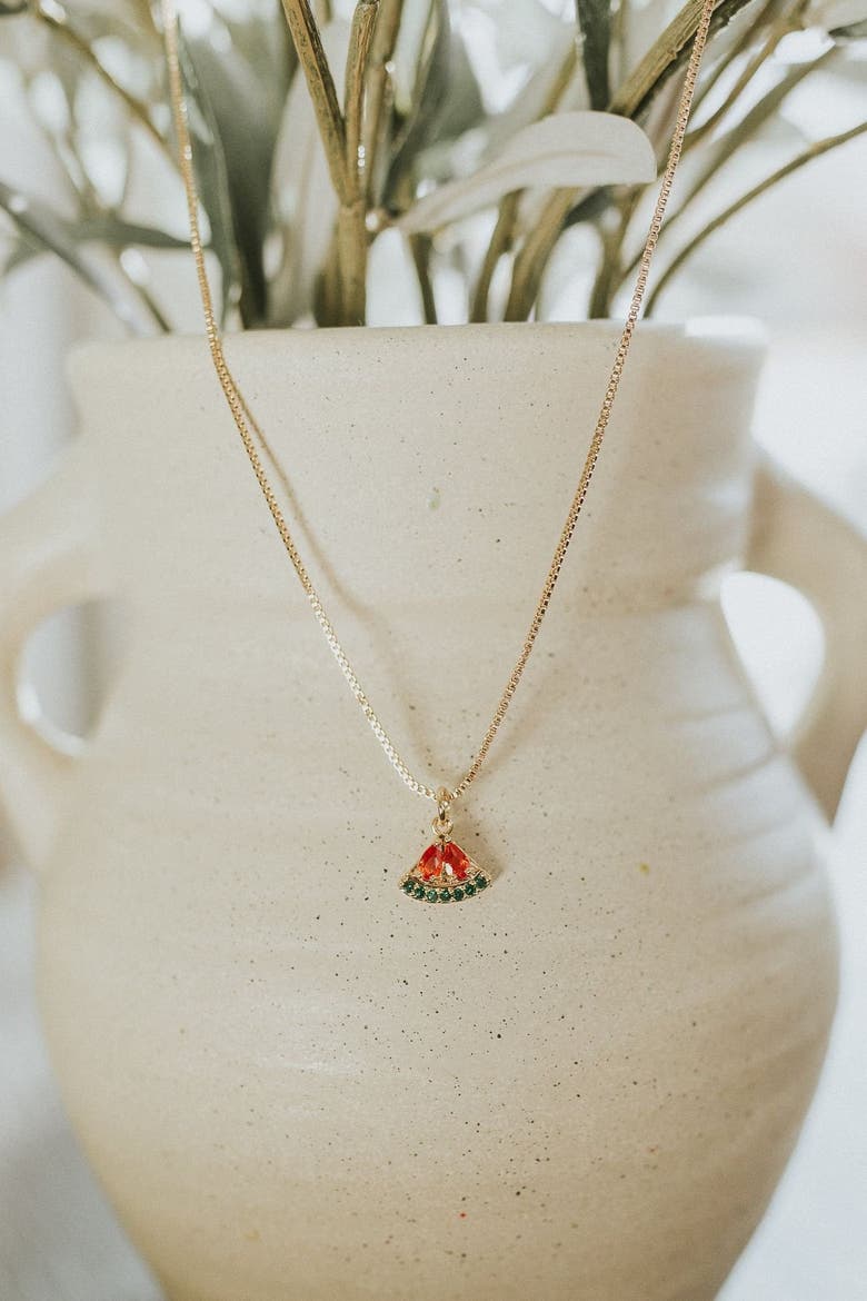 The Qalqilya Watermelon Necklace, Alternate, color, Gold