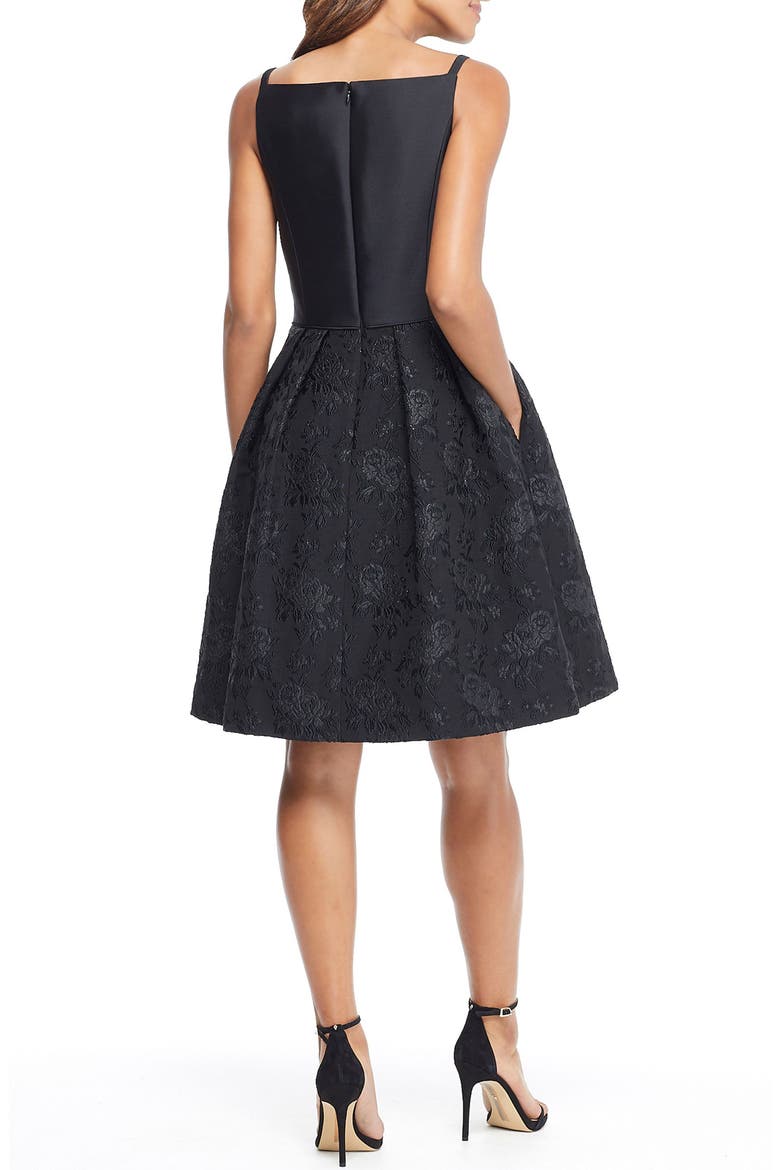 Midnight Floral Jacquard Dress, Alternate, color, BLACK