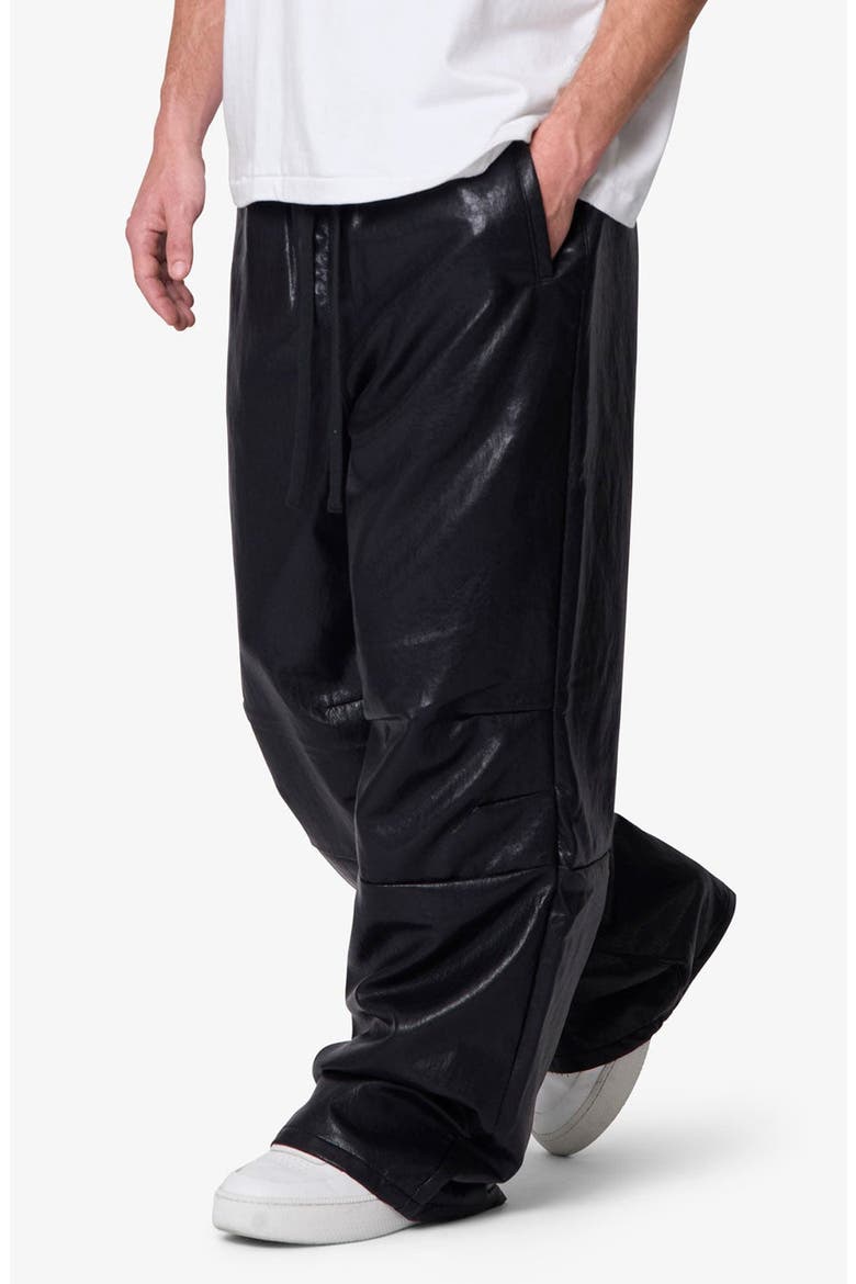 Ultra Baggy Faux Leather Sweatpants, Alternate, color, BLACK