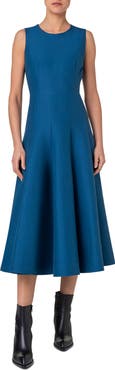 Akris Cotton & Silk Blend Double Face Fit & Flare Midi Dress