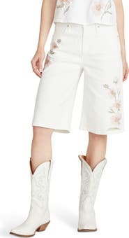 Driftwood Heather Embroidered Bermuda Jeans