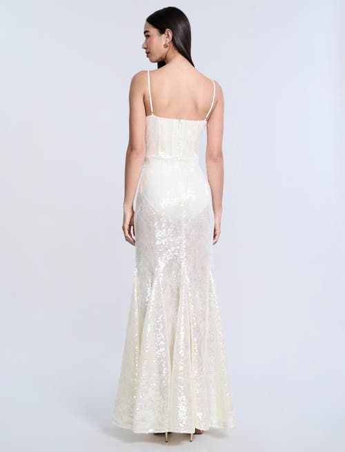 Bcbg Sequin Lace Gusset Gown In White