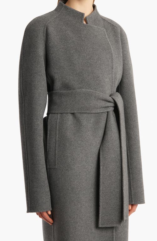 Khaite Belted Wool Single-breasted Coat In Gray