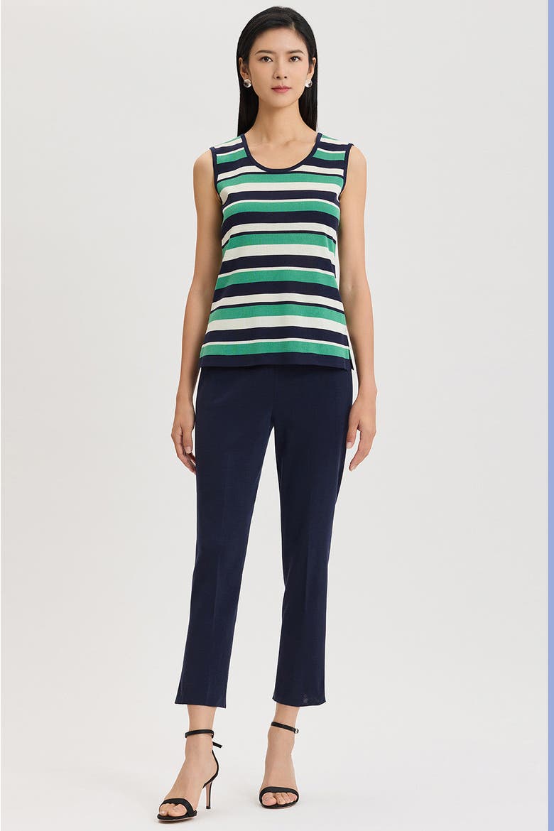 Mid-Length Stripe Scoop Neck Knit Tank, Alternate, color, Indigo/Kelly Green/Ivory