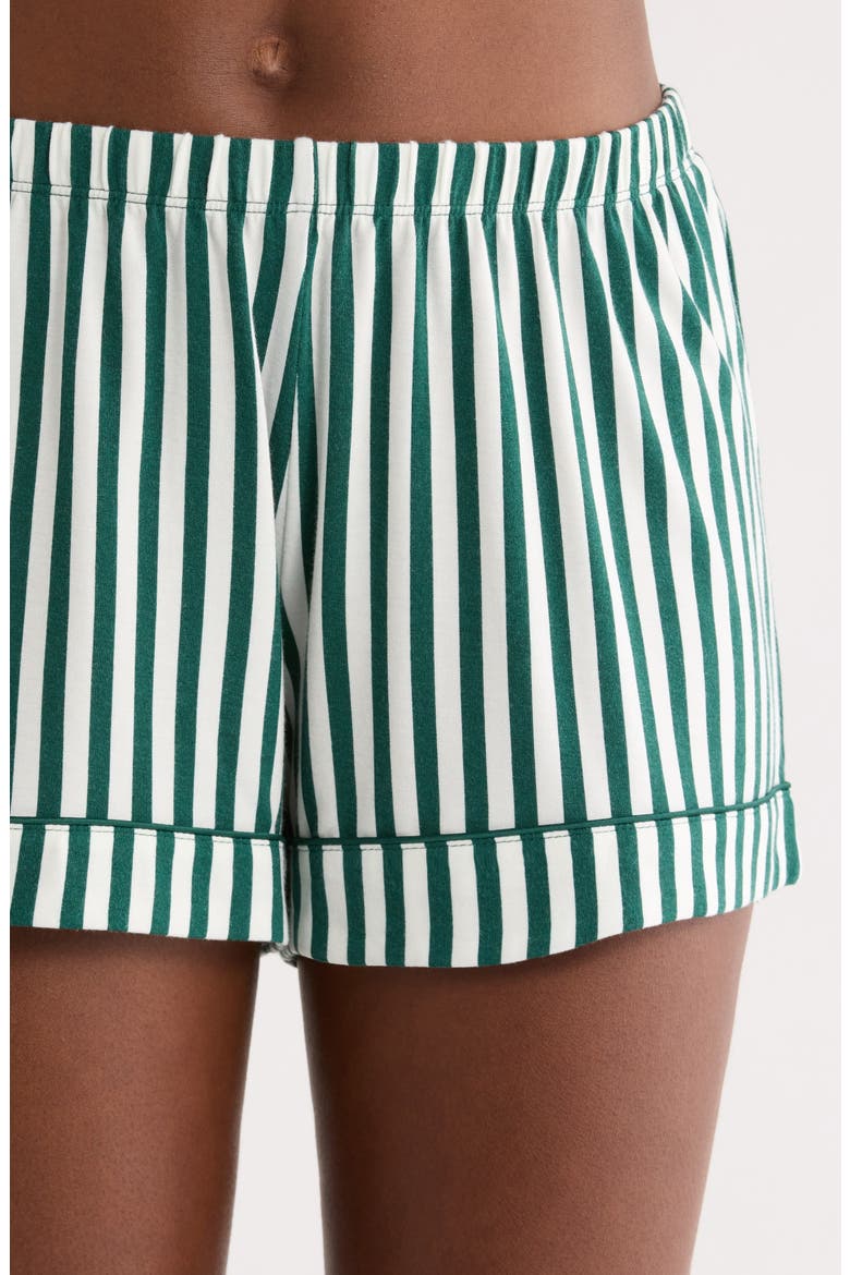 Moonlight Eco Long Sleeve Short Pajamas, Alternate, color, GREEN- IVORY SIMPLE STRIPE