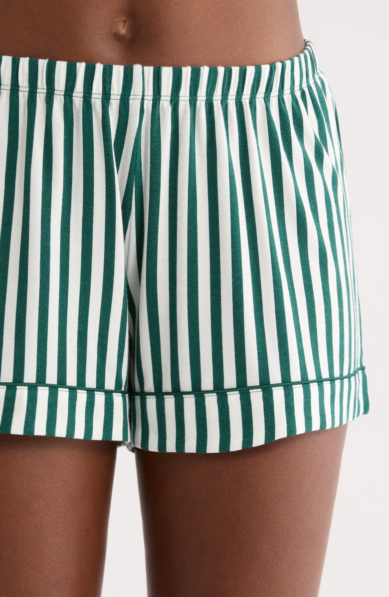 Nordstrom Moonlight Eco Long Sleeve Short Pajamas, Alternate, color, Green- Ivory Simple Stripe
