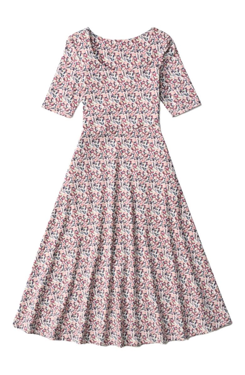 Pact Fit & Flare Signature Scoop Dress Made With Organic Cotton, Alternate, color, Paradise Petals Cream