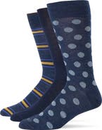 Lorenzo Uomo Assorted 3-Pack Italian Merino Wool Blend Dress Socks