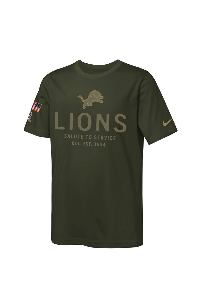 Nike Youth Nike Olive Detroit Lions 2025 Salute to Service Sideline Dri-FIT T-Shirt, Alternate, color, Olive