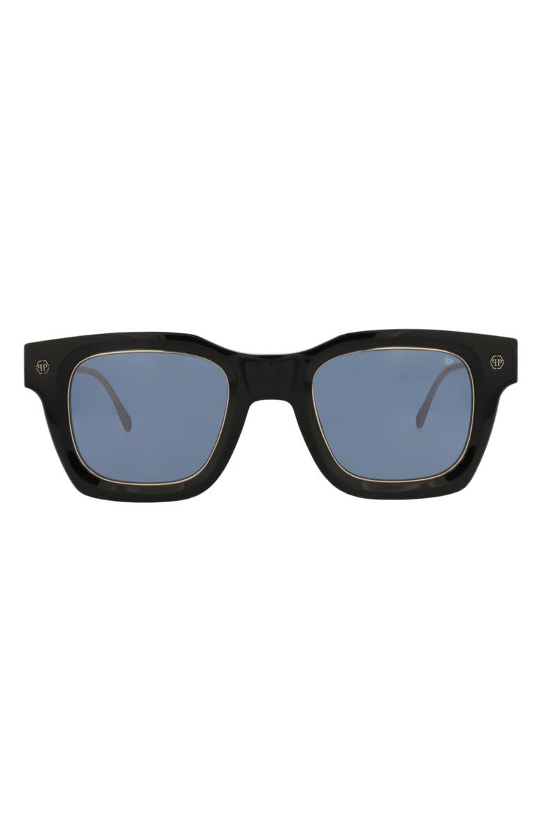 PHILIPP PLEIN 50mm Square Sunglasses, Main, color, Black Gold Blue