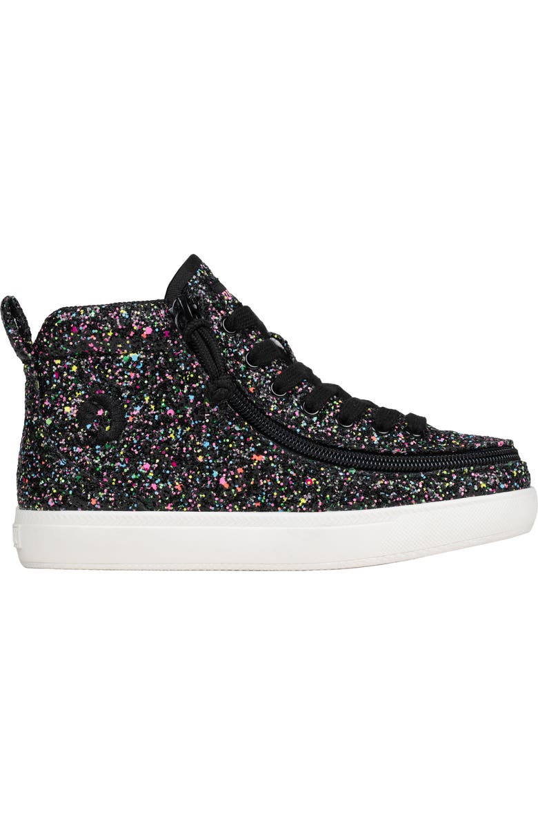 BILLY Footwear Kids' Glitter High Top Sneaker, Main, color, Black Multi Glitter