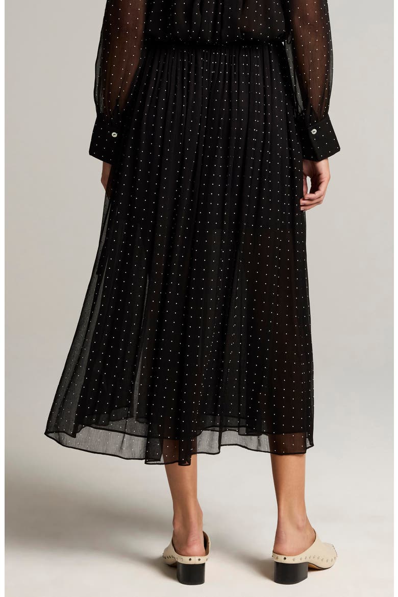 Heat Set Dot Sheer Midi Skirt, Alternate, color, BLACK