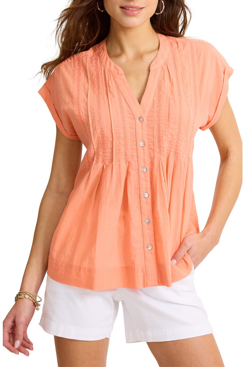 Voile Voyage Button-Up Top, Main, color, PEACH GELATO