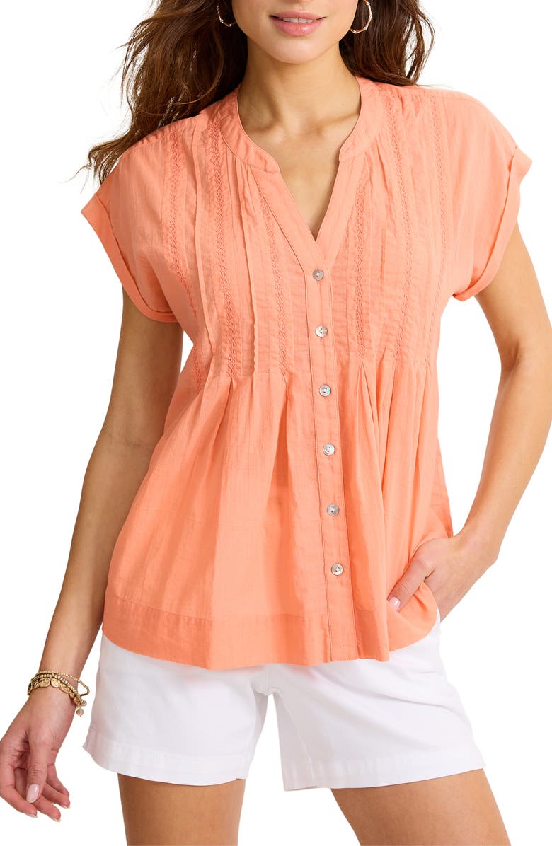 Tommy Bahama Voile Voyage Button-Up Top, Main, color, Peach Gelato