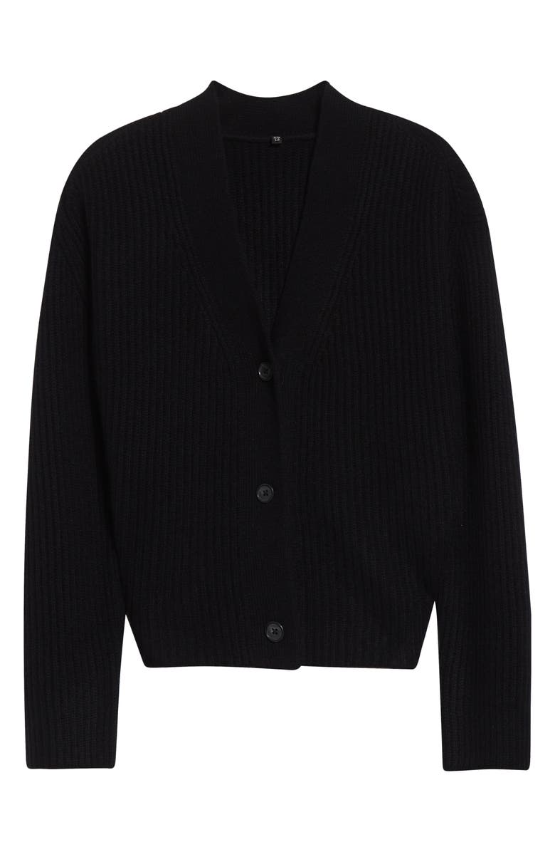 R13 Split Hem Rib Cashmere Cardigan, Alternate, color, Black