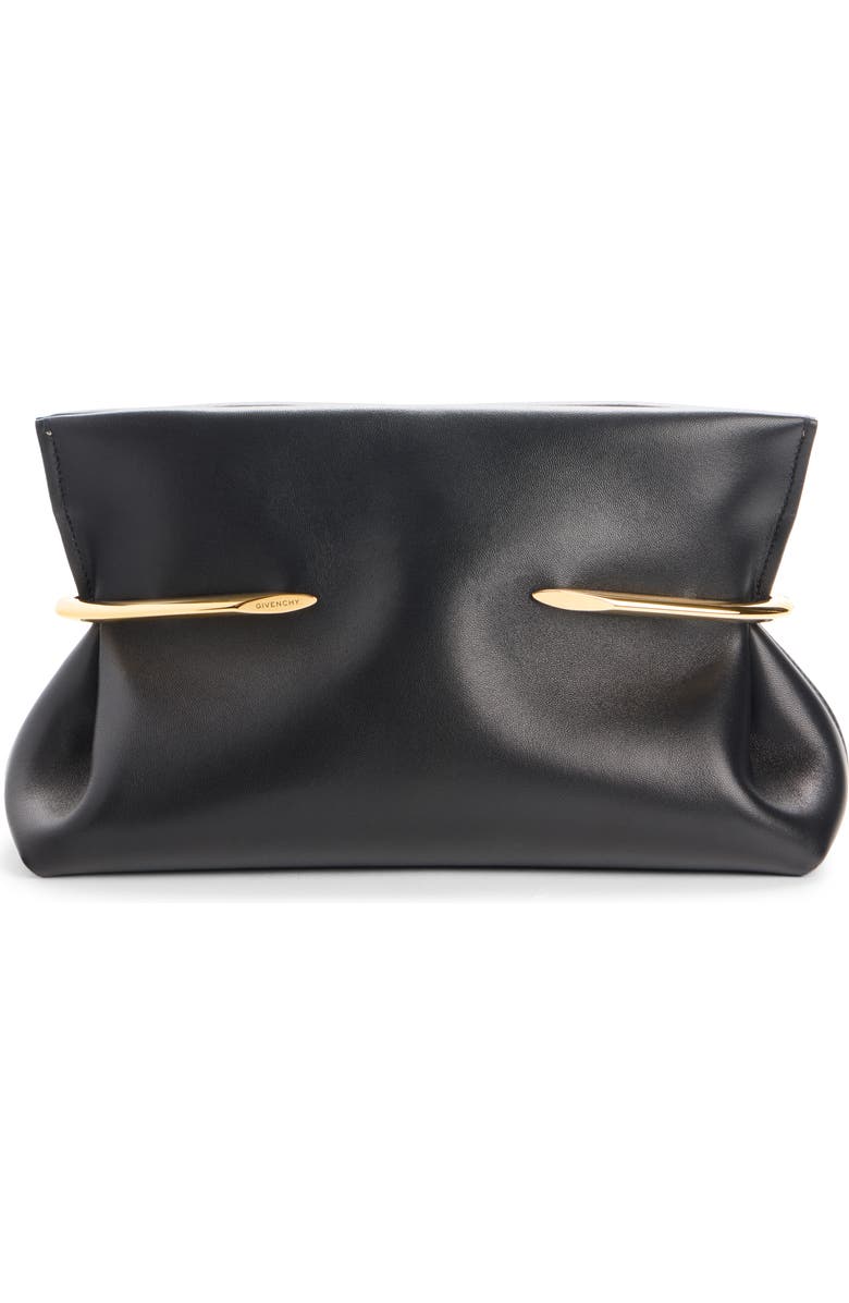 Givenchy Pinch Soft Leather Clutch, Main, color, Black