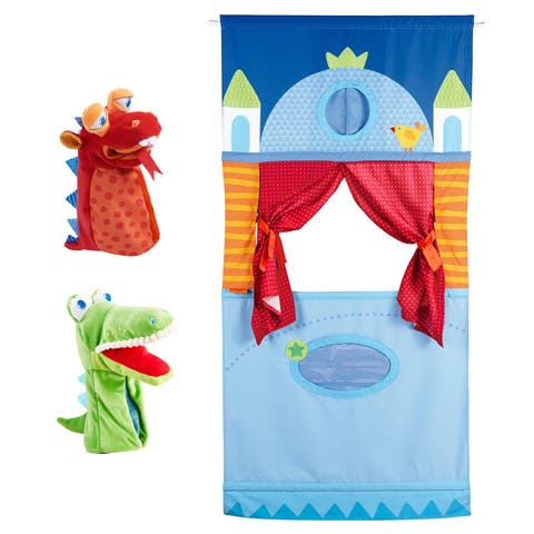 Doorway Puppet Theater with 2 Eat-it-up Puppets