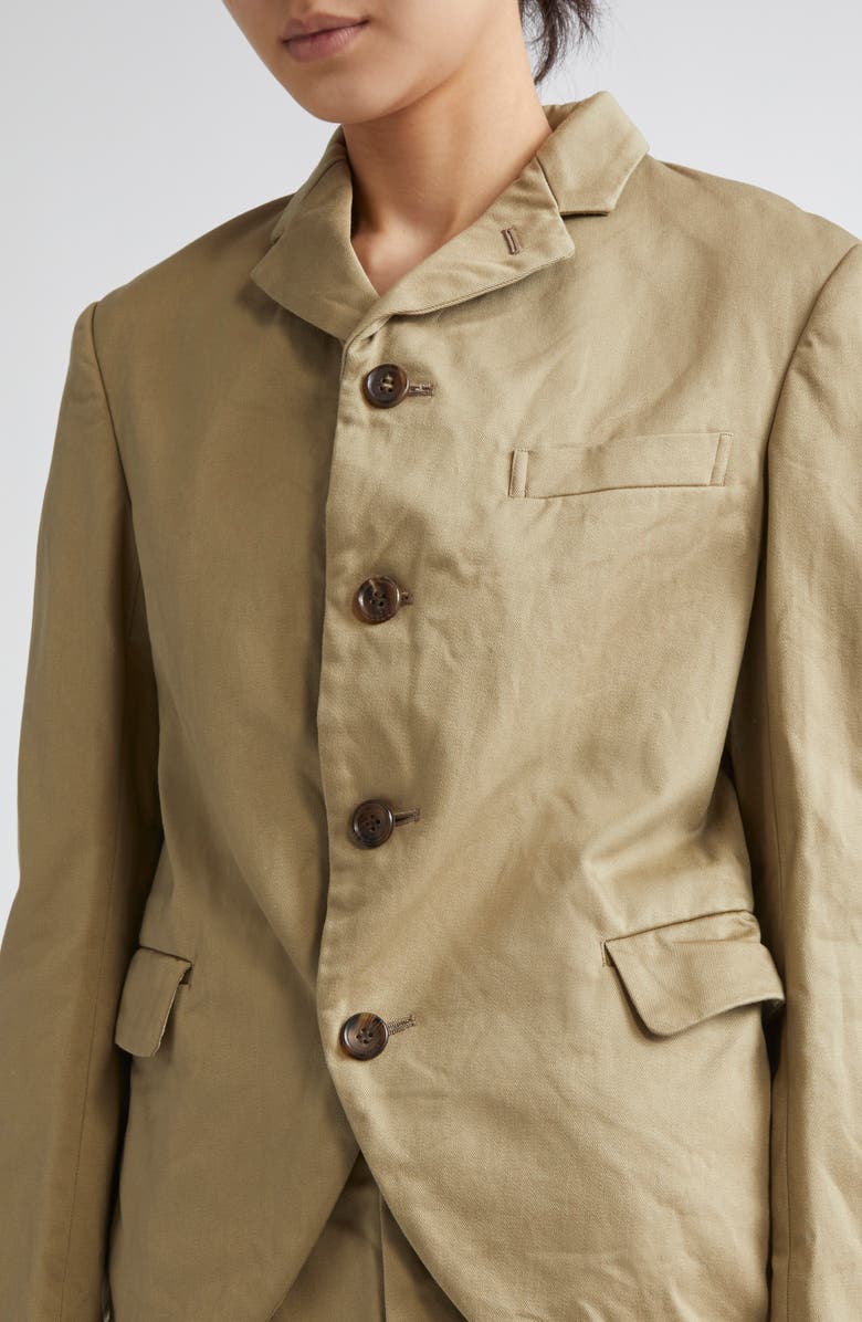 Comme des Garçons Comme des Garçons Garment Washed Cotton Twill Cutaway Blazer, Alternate, color,