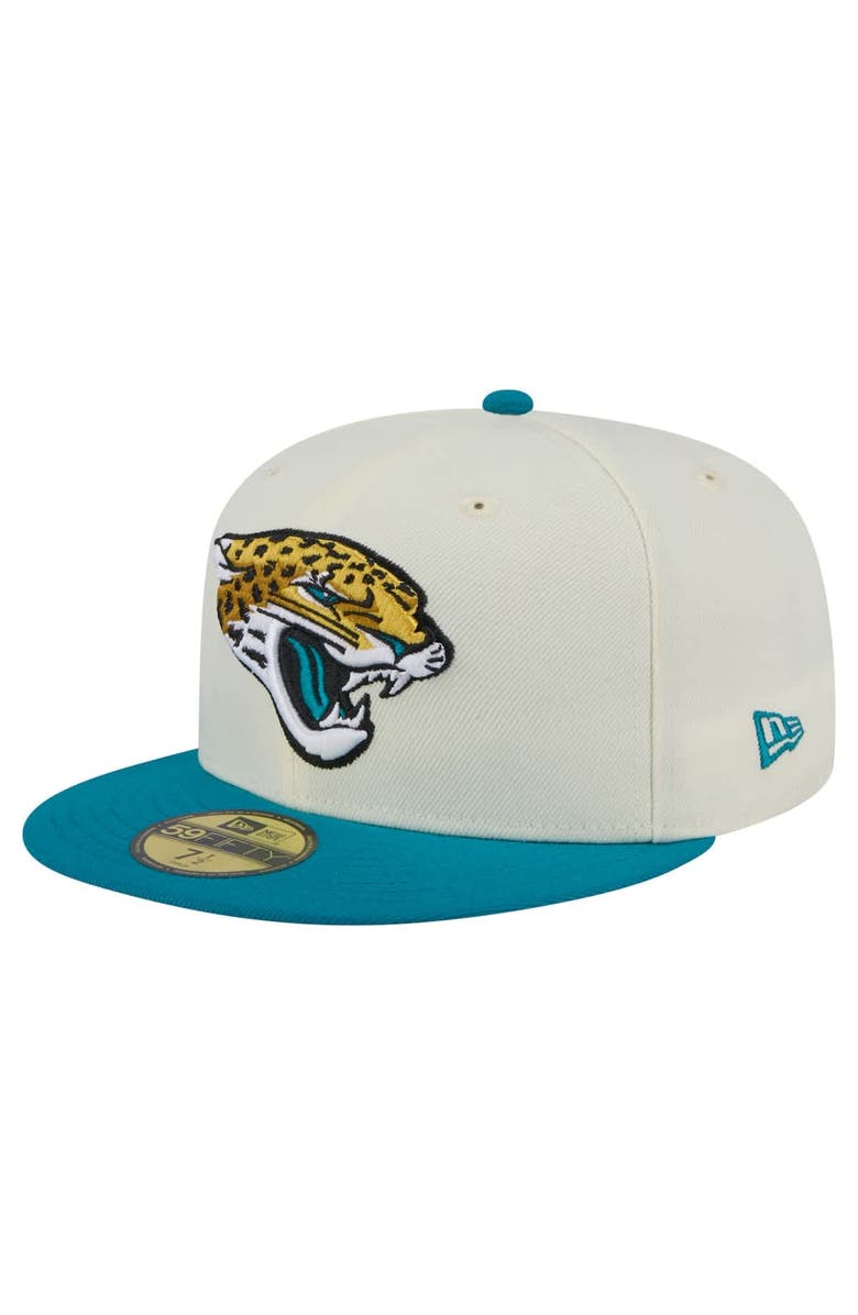 New Era Men's New Era White/Teal Jacksonville Jaguars Main 59FIFTY Fitted Hat, Main, color, White