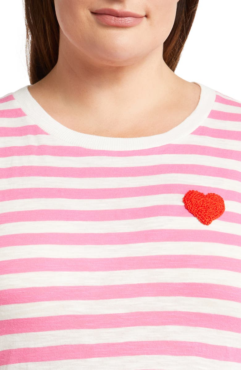 Caslon<sup>®</sup> Stripe Heart Embellished Organic Cotton T-Shirt, Alternate, color,