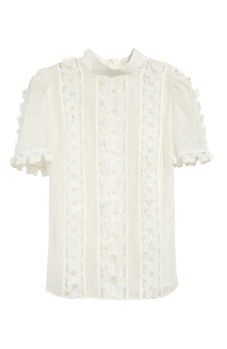 Zimmermann Butterfly Lace Linen & Silk Top, Alternate, color, 