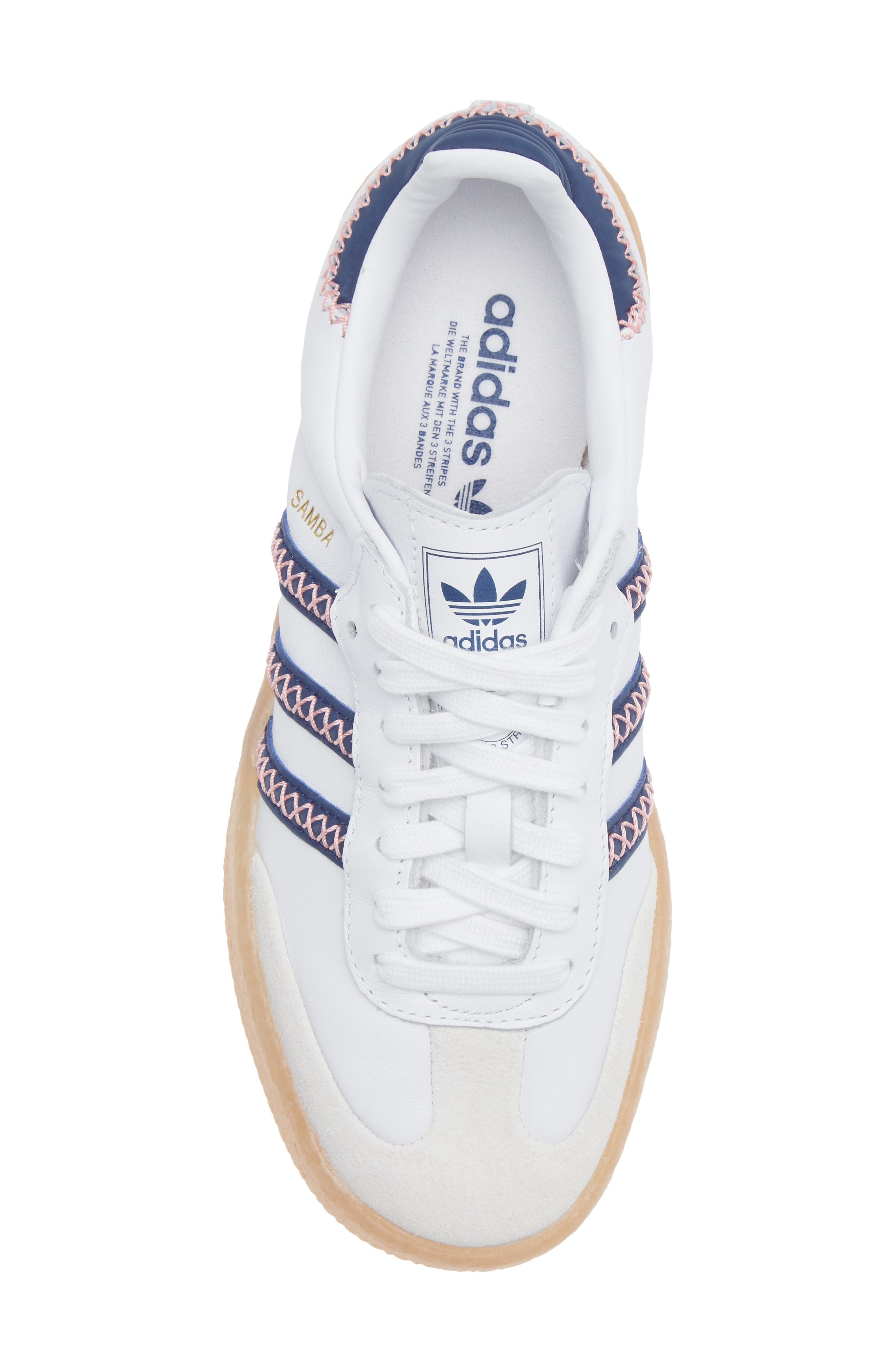 adidas Kids' Sambae Sneaker, Alternate, color, White/ Dark Blue/ Pink