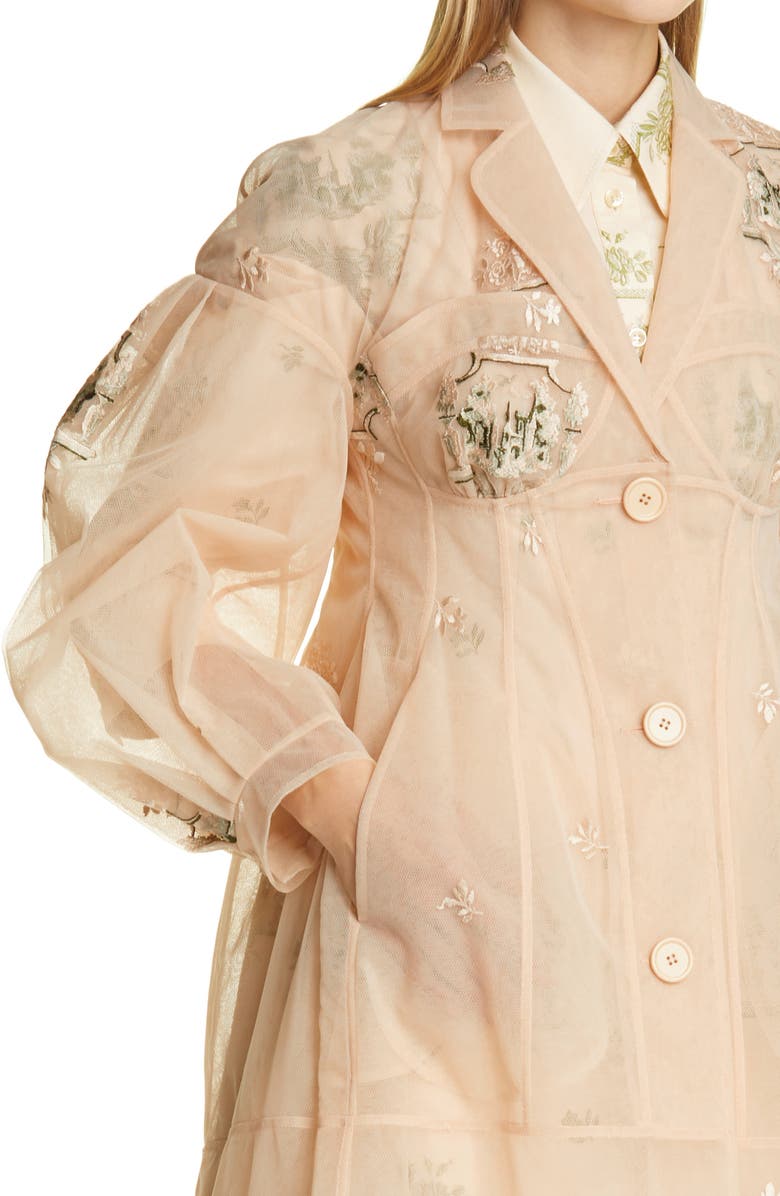 Simone Rocha Sculpted Sheer Tulle Coat, Alternate, color,