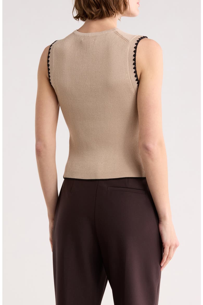 Contrast Stitch Knit Button Front Top, Alternate, color, KHAKI