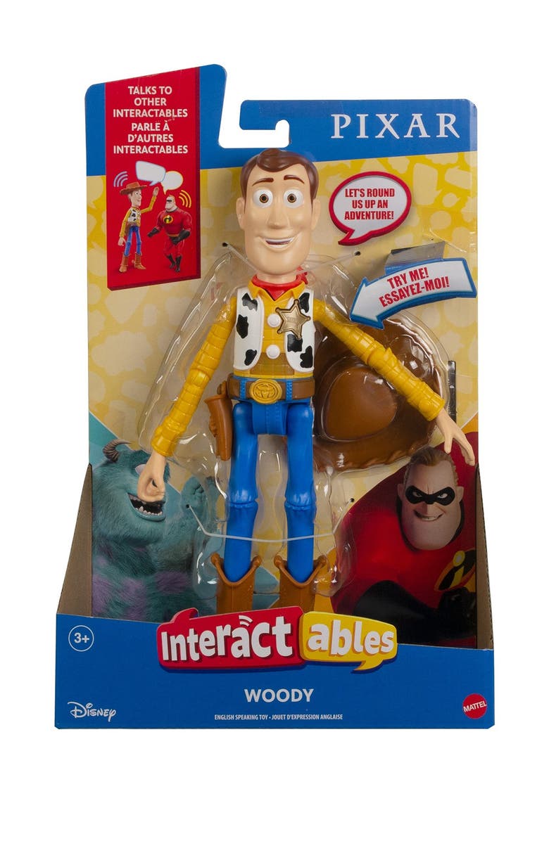 Mattel Pixar Interactables Woody Figure, Main, color, 