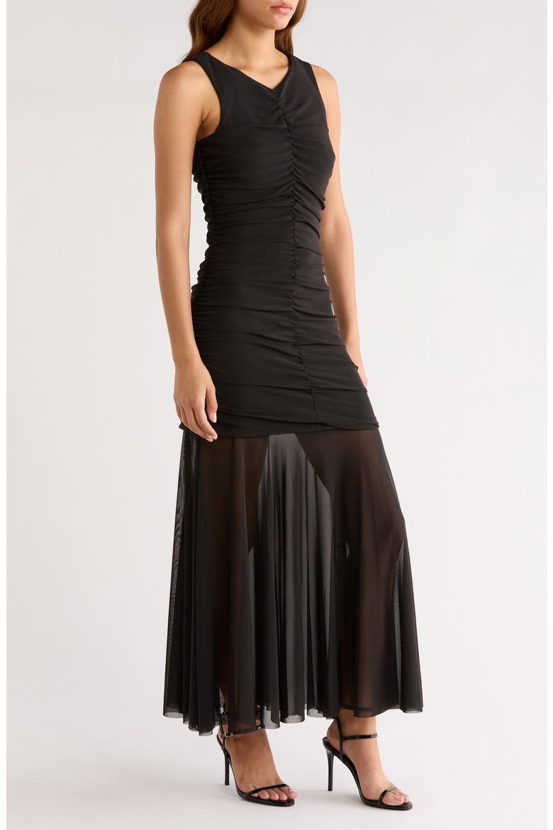 Denisa Ruched Maxi Dress, Alternate, color, BLACK