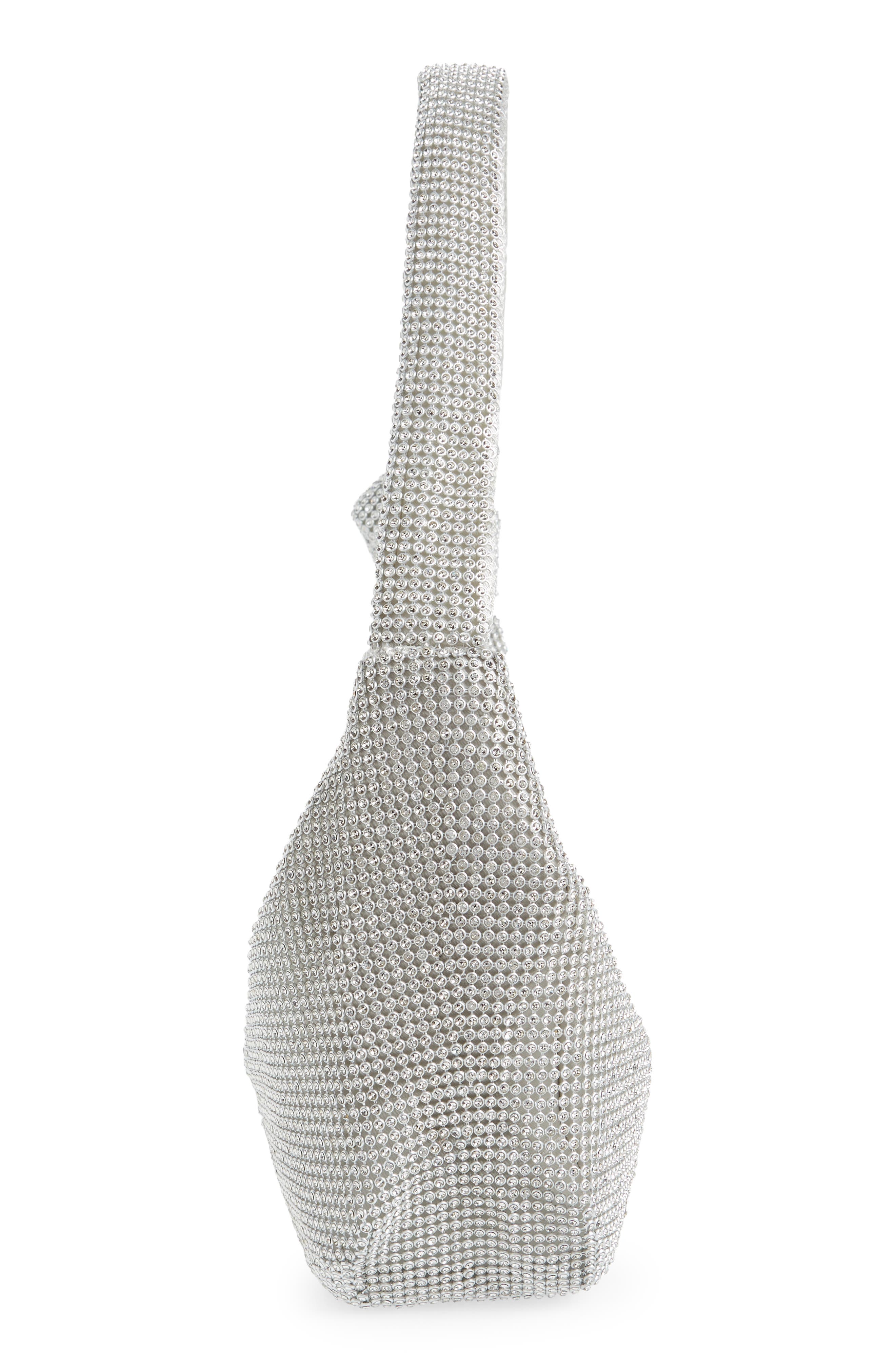 Jessica Crystal Croissant Bag, Alternate, color, SILVER