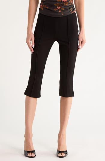 Reformation Gusta High Waist Knit Cropped Pants In Black