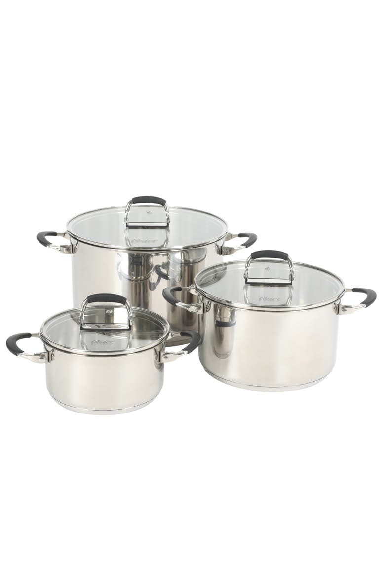 Platinum Silverbolt 6-Piece Stackable Stainless Steel Dutch Oven Set, Main, color, Silver