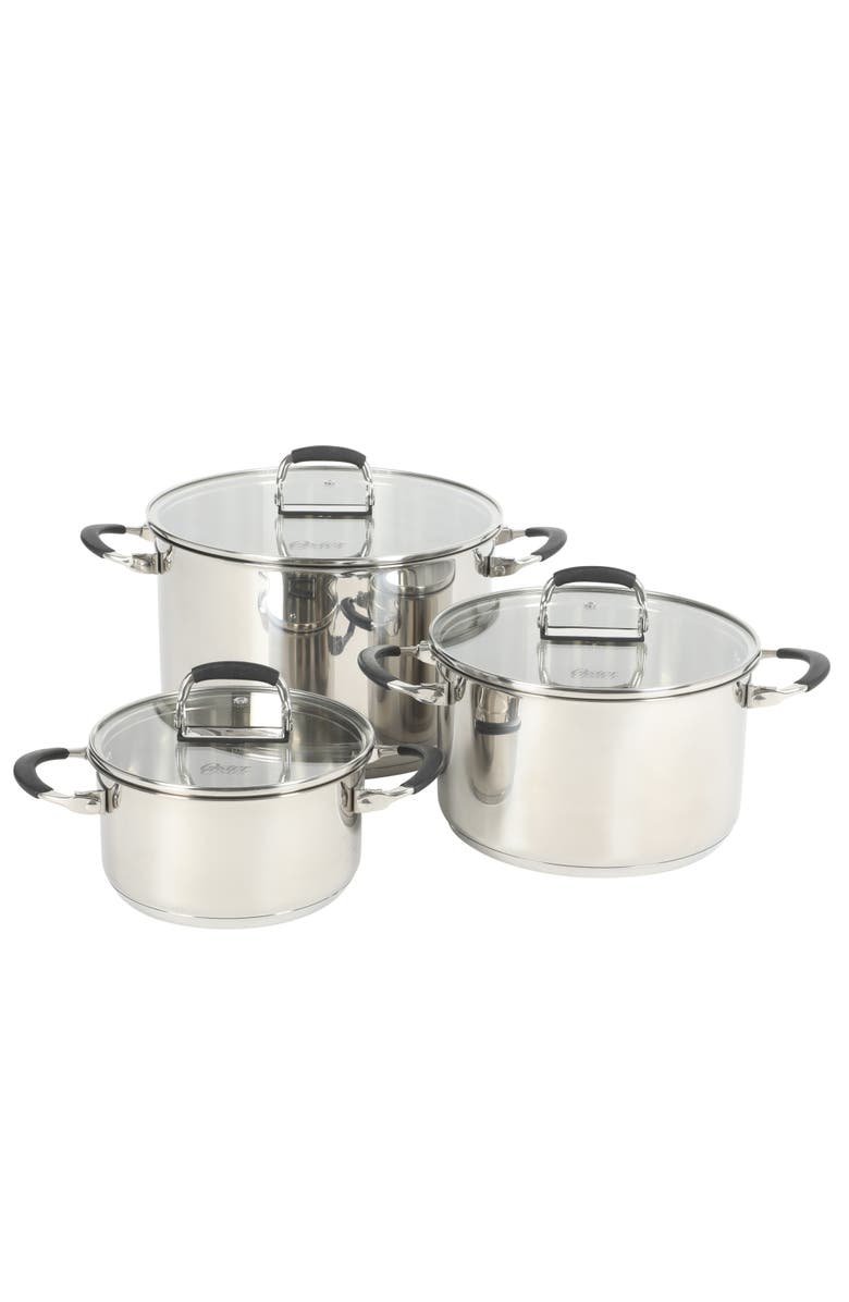 OSTER Platinum Silverbolt 6-Piece Stackable Stainless Steel Dutch Oven Set, Main, color, Silver