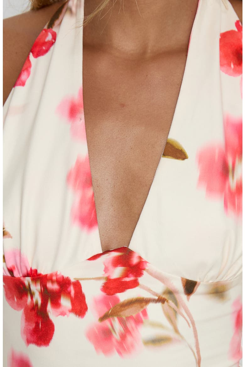 Loreza Asymmetric Halter Dress, Alternate, color, CREAM FLORAL