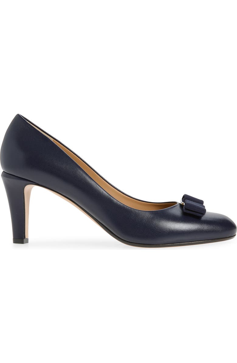 FERRAGAMO Carla Bow Pump, Alternate, color, Navy Biscotto