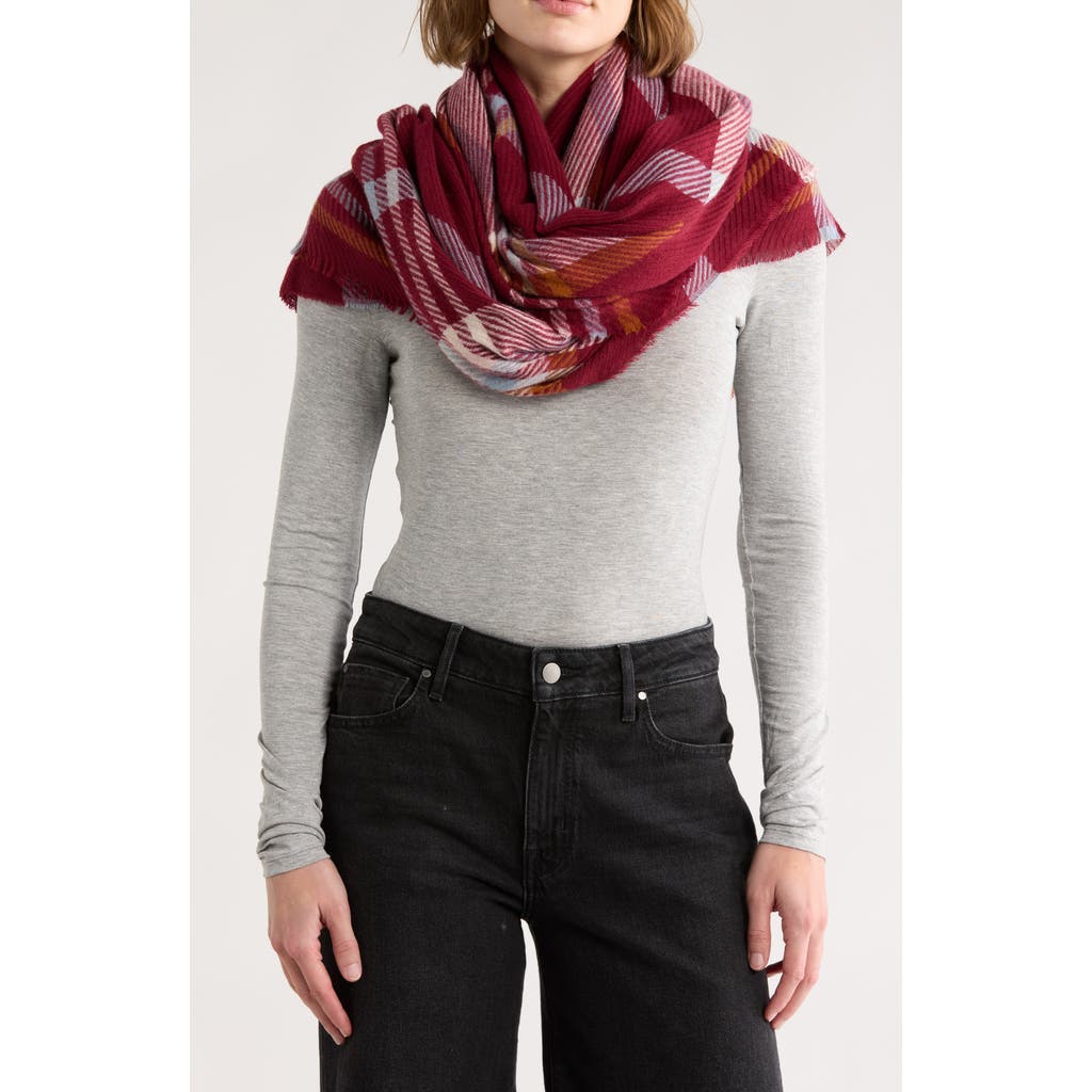 Vince Camuto Oversized Twill Plaid Scarf In Red