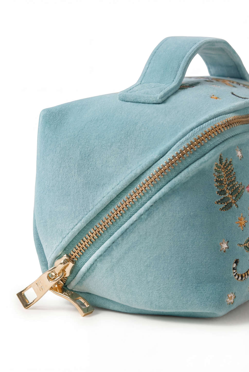 Celestial Tiger Open Flat Velvet Makeup Bag, Alternate, color, Dusky Teal