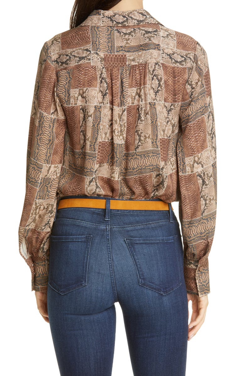 FRAME Willa Snake Print Silk Blouse, Alternate, color,