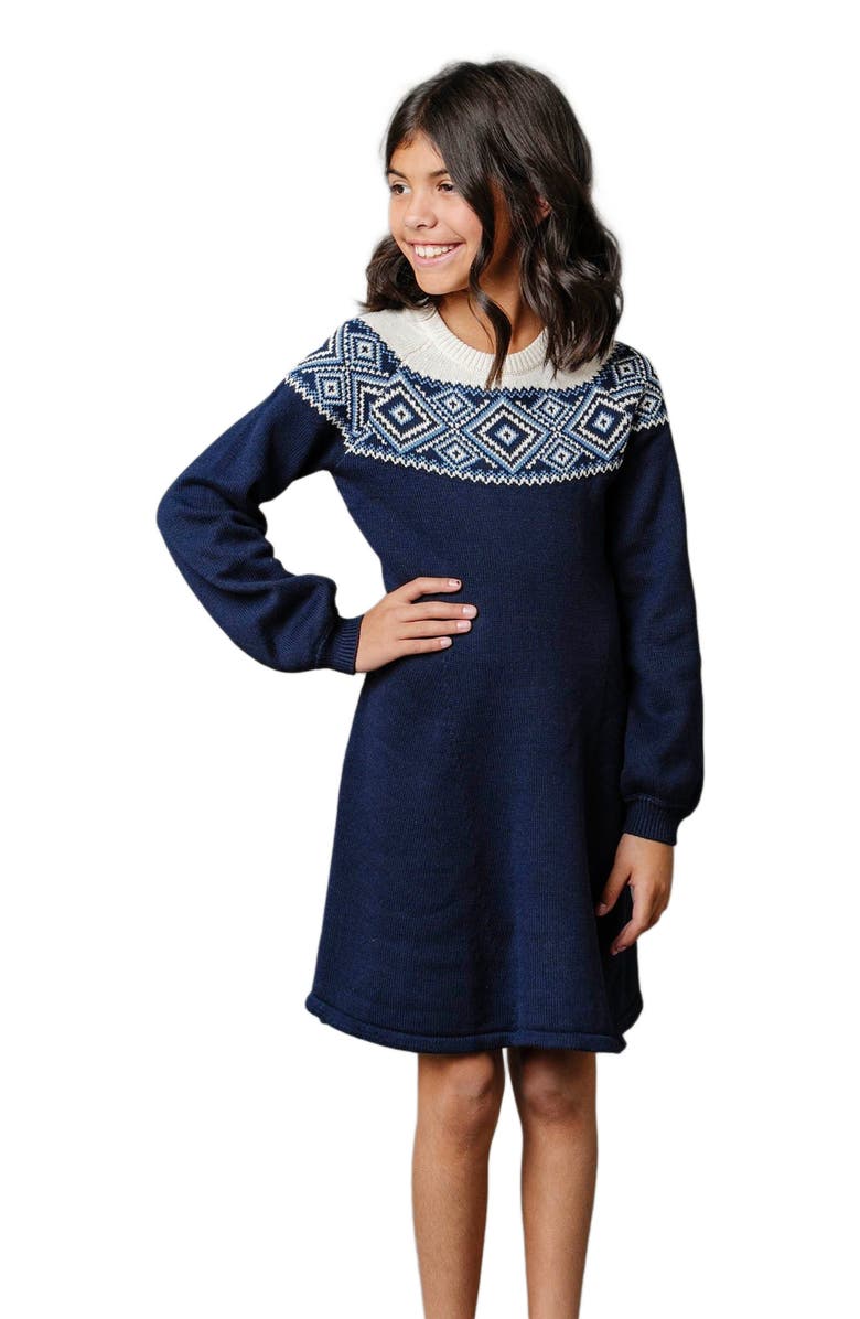 Hope & Henry Girls' Organic Fair Isle Raglan Sweater Dress, Toddler, Alternate, color, Ski Lodge Intarsia